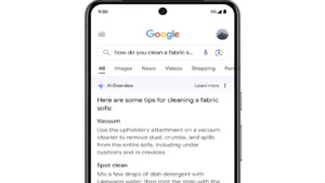 Google Search का AI Overview सोफ़ा साफ़ करने के टिप्स दिखा रहा है